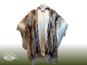 Baby Alpaca Poncho – Earthy Hooded Fringe Cape"