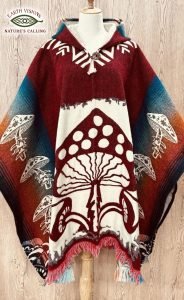 Alpaca Reversible Poncho (Mushroom, Red Base)