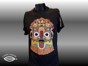 UV Reactive Tribal Mask Tee – Black Andean-Inspired T-Shirt by Earth Visions