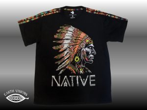 Tribal Headdress Graphic Tee – Black Native-Inspired T-Shirt by Earth Visions