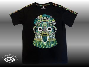 UV Reactive Tribal Mask Tee – Black Andean-Inspired T-Shirt by Earth Visions