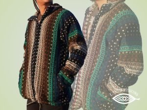 Earth-Tone Tribal Hoodie Jumper | Handwoven Wool Blend Pullover | Unisex Festival Jacket | Artisan Boho Winter Sweater