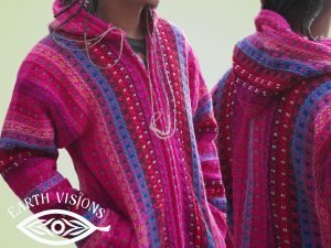 Handwoven Tribal Hoodie | Bright Pink Wool Pullover | Andean-Inspired Unisex Jumper | Earthy Boho Festival Jacket