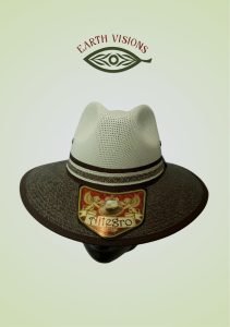 Two-Tone Straw Safari Hat | Ventilated Mesh Crown | Allegro Emblem Sun Hat | Lightweight Wide Brim Hat for Outdoor Style